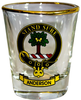 Anderson Clan Crest Wee Dram Shot Glass Set of 2 Scottish Made