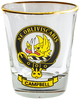 Campbell Clan Crest Wee Dram Shot Glass Set of 2 Scottish Made