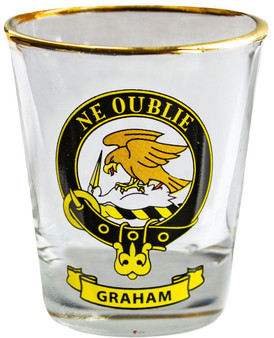 Graham Clan Crest Wee Dram Shot Glass Set of 2 Scottish Made