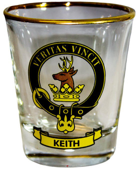Keith Clan Crest Wee Dram Shot Glass Set of 2 Scottish Made