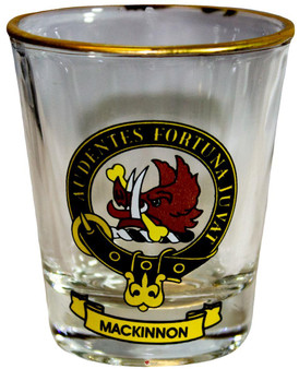 MacKinnon Clan Crest Wee Dram Shot Glass Set of 2 Scottish Made