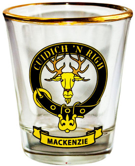 MacKenzie Clan Crest Wee Dram Shot Glass Set of 2 Scottish Made