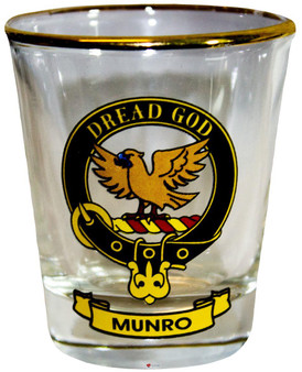 Munro Clan Crest Wee Dram Shot Glass Set of 2 Scottish Made