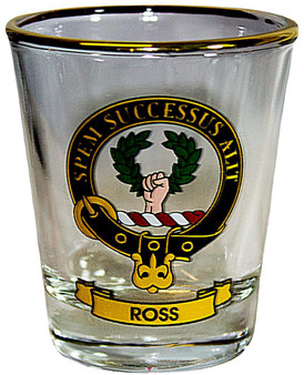 Ross Clan Crest Wee Dram Shot Glass Set of 2 Scottish Made