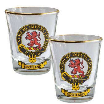 Scotland Clan Crest Wee Dram Shot Glass Set of 2 Scottish Made
