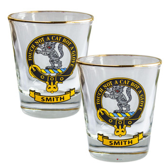 Smith Clan Crest Wee Dram Shot Glass Set of 2 Scottish Made