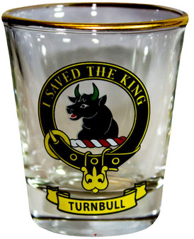 Turnbull Clan Crest Wee Dram Shot Glass Set of 2 Scottish Made