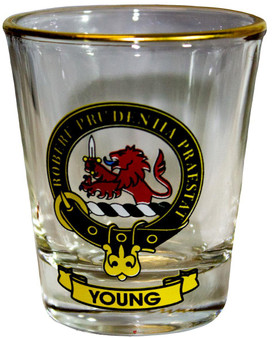 Young Clan Crest Wee Dram Shot Glass Set of 2 Scottish Made
