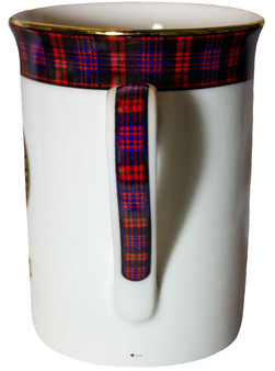 Bone China Coffee Tea Mug Brown Clan Crest Gold Rim Scottish Made