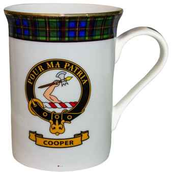 Bone China Coffee Tea Mug Cooper Clan Crest Gold Rim Scottish Made