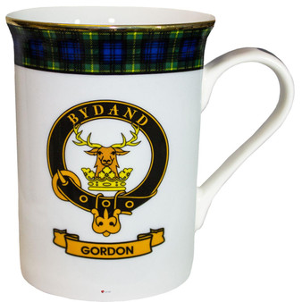 Bone China Coffee Tea Mug Gordon Clan Crest Gold Rim Scottish Made