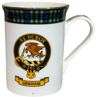 Bone China Coffee Tea Mug Graham Clan Crest Gold Rim Scottish Made
