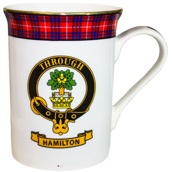 Bone China Coffee Tea Mug Hamilton Clan Crest Gold Rim Scottish Made
