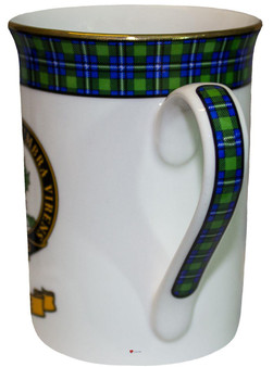 Bone China Coffee Tea Mug Irvine Clan Crest Gold Rim Scottish Made