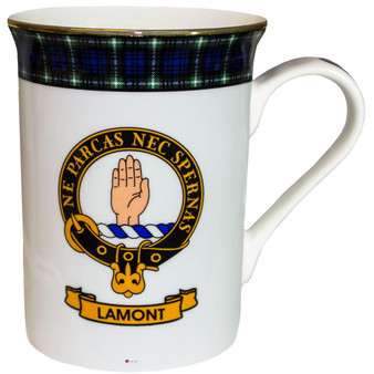 Bone China Coffee Tea Mug Lamont Clan Crest Gold Rim Scottish Made