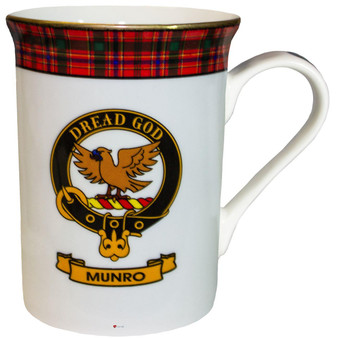 Bone China Coffee Tea Mug Munro Clan Crest Gold Rim Scottish Made