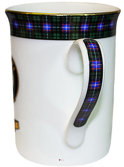 Bone China Coffee Tea Mug Russell Clan Crest Gold Rim Scottish Made
