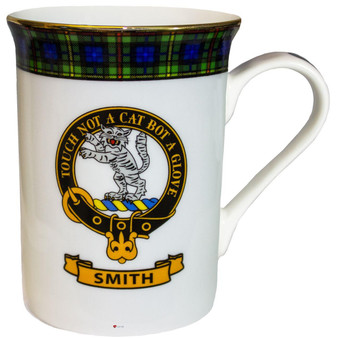 Bone China Coffee Tea Mug Smith Clan Crest Gold Rim Scottish Made