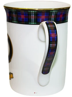 Bone China Coffee Tea Mug Sutherland Clan Crest Gold Rim Scottish Made