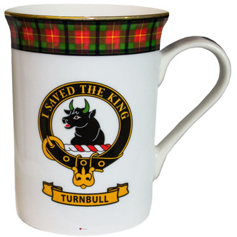 Bone China Coffee Tea Mug Turnbull Clan Crest Gold Rim Scottish Made
