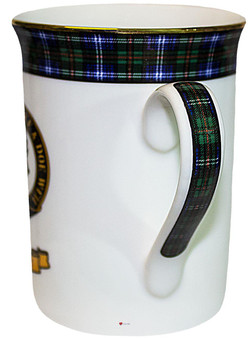 Bone China Coffee Tea Mug Urquhart Clan Crest Gold Rim Scottish Made
