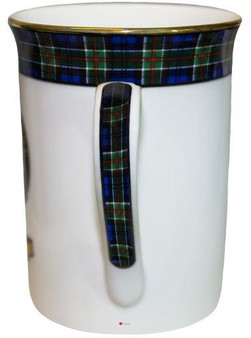 Bone China Coffee Tea Mug Colquhoun Clan Crest Gold Rim Scottish Made