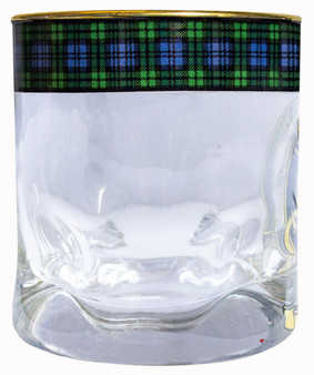 Black Watch Clan Crested Tartan Edging Heavy Based Whisky Glass