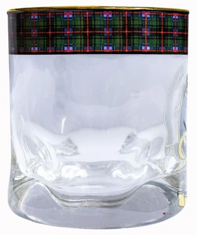 Davidson Clan Crested Tartan Edging Heavy Based Whisky Glass