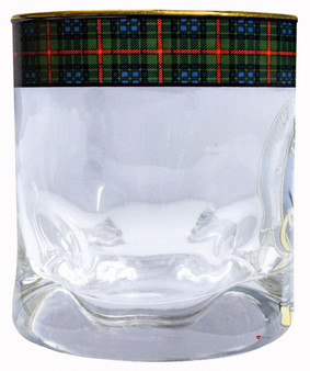 Gunn Clan Crested Tartan Edging Heavy Based Whisky Glass