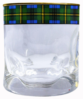 Johnstone Clan Crested Tartan Edging Heavy Based Whisky Glass