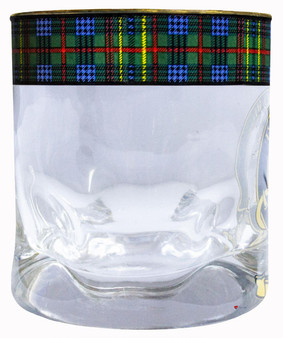 Kennedy Clan Crested Tartan Edging Heavy Based Whisky Glass