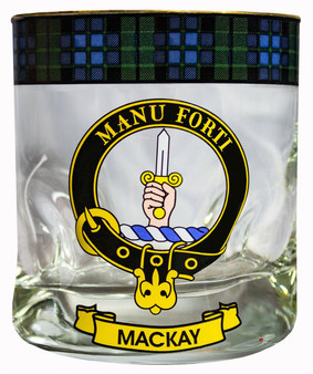 MacKay Clan Crested Tartan Edging Heavy Based Whisky Glass