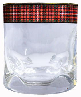 MacKinnon Clan Crested Tartan Edging Heavy Based Whisky Glass