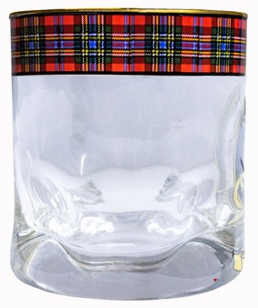 MacLean Clan Crested Tartan Edging Heavy Based Whisky Glass