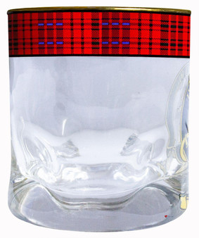 Ross Clan Crested Tartan Edging Heavy Based Whisky Glass