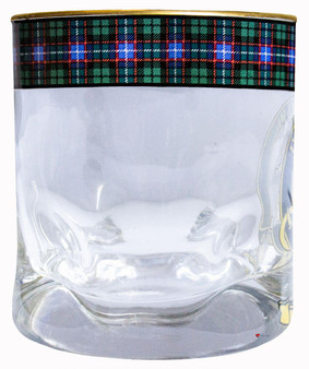 Russell Clan Crested Tartan Edging Heavy Based Whisky Glass