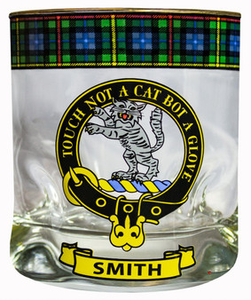 Smith Clan Crested Tartan Edging Heavy Based Whisky Glass