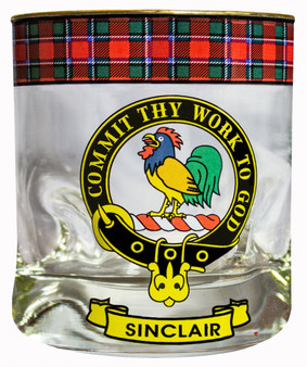 Sinclair Clan Crested Tartan Edging Heavy Based Whisky Glass