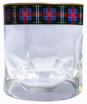 Sutherland Clan Crested Tartan Edging Heavy Based Whisky Glass