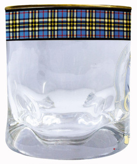 Thomson Clan Crested Tartan Edging Heavy Based Whisky Glass