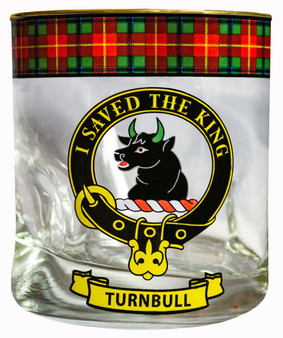 Turnbull Clan Crested Tartan Edging Heavy Based Whisky Glass