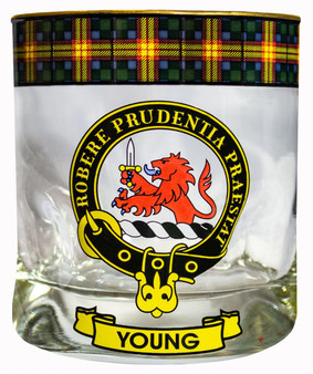 Young Clan Crested Tartan Edging Heavy Based Whisky Glass
