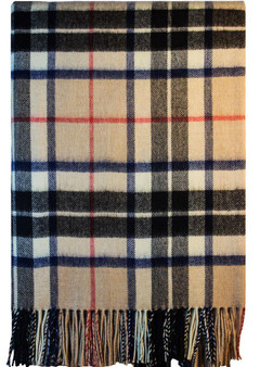 Luxury Tartan Soft Lambswool Plaid Throw Blanket Thomson Camel Travel Blanket Rug