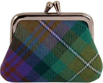 Scottish Tartan Wool Single Coin Purse with Metal Clasp Frame