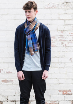 Extra Fine Merino Shawl Buchanan Blue 70 x 200cm