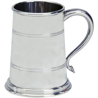 Pewter Tankard Classic Shape Double Lined English Pewter Polished Finish 1pt Great Gift