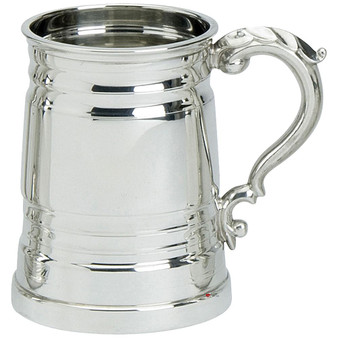Pewter Tankard Traditional Worcester Polished Finish 1pt Glass Base Great Gift