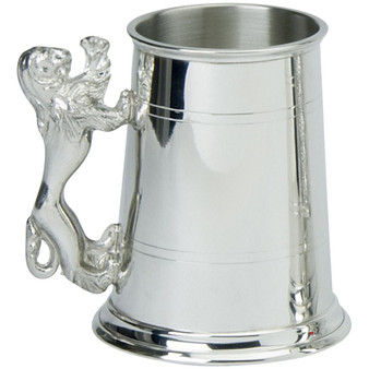 Pewter Tankard Handmade 1pt African Lion Handle Engravable Great Gift