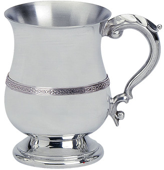 Half Pint Pewter Tankard Handmade Celtic Wire Style Polished Finish Georgian Handle Great Gift