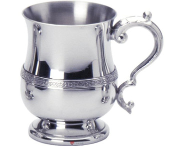 Half Pint Pewter Tankard Handmade Celtic Wire Style Polished Finish Georgian Handle Great Gift